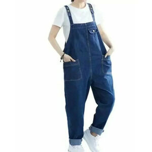 Soojun Vintage 90s Streetwear Large Stretch Denim Jean Overalls Blue Size M